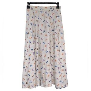 Vintage 80s Rumours California sunglass multicolor print midi skirt